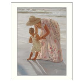 "First Time on the Beach" By Georgia Janisse, Printed Wall Art, Ready To Hang Framed Poster, White Frame