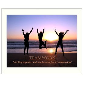 "Teamwork" By Trendy Decor4U, Printed Wall Art, Ready To Hang Framed Poster, White Frame