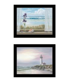 Trendy Decor 4U "Lighthouse at Sunset" Framed Wall Art for Living Room, Wall Art Print for Home Decor, Bedroom Wall Art by Georgia Janisse