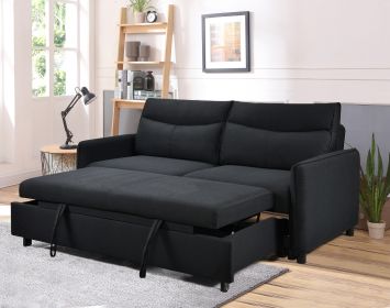 3 in 1 Convertible Sleeper Sofa Bed, Modern Fabric Loveseat Futon Sofa Couch w/Pullout Bed, Small Love Seat Lounge Sofa w/Reclining Backrest