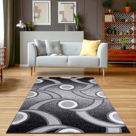 Jersey Area Rugs, Carpets For Livingroom, 7x10 Area Rugs ,3988 Black-Grey