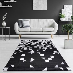 Jersey Area Rugs, Carpets For Livingroom, 7x10 Area Rugs ,3985 Black-Grey