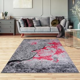 Jersey Area Rugs, Carpets For Livingroom, 7x10 Area Rugs ,3982 Black-Red