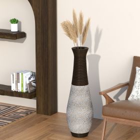 39-Inch Tall Standing Designer Floor Vase - Durable Artificial Rattan - Elegant Two-Tone Dark Brown Finish - Ideal Decor Accent for Living Room