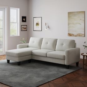 Living Room Furniture with Polyester Fabric L Shape Couch Corner Sofa for Small Space Beige