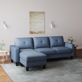 Living Room Furniture with Polyester Fabric L Shape Couch Corner Sofa for Small Space Blue