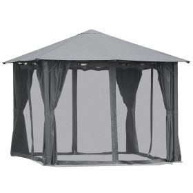 10' x 10' Patio Gazebo, Outdoor Gazebo Canopy Shelter with Netting & Curtains, Vented Roof, for Garden, Lawn, Backyard and Deck, Black