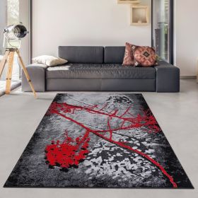 Jersey Area Rugs, Carpets For Livingroom, 7x10 Area Rugs ,2032 Black-Red