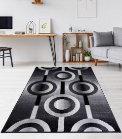 Jersey Area Rugs, Carpets For Livingroom, 7x10 Area Rugs ,3987 Black-Grey