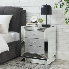 A modern minimalist design living room and bedroom furniture with 1 piece, 3 drawers and a mirrored small side cabinet