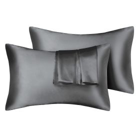 75D Satin Artificial Silk Pillowcase (Option: Dark Grey-King 20X36in-1Pairs)