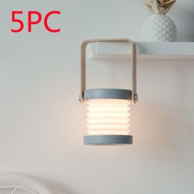 Foldable Touch Dimmable Reading LED Night Light Portable Lantern Lamp USB Rechargeable For Home Decor (power: 0.5watts, Light color: Grey 5PC)