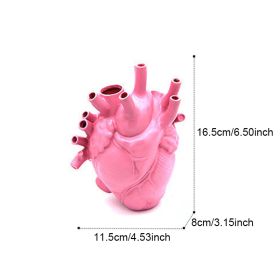 Vase In The Shape Of Human Heart; Home Decoration; Desktop Art Craft Ornament; Exquisite And High-end Indoor Vase; Organ Design Flower Container (Color: Pink, size: 11.5*8*16.5)