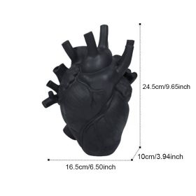 Vase In The Shape Of Human Heart; Home Decoration; Desktop Art Craft Ornament; Exquisite And High-end Indoor Vase; Organ Design Flower Container (Color: black, size: 16.5*10*25)