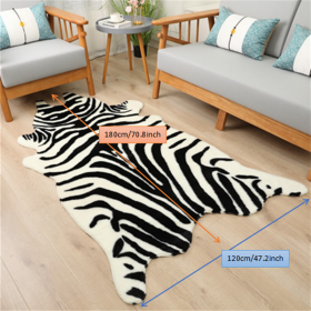 1pc Durable Faux Cowhide Rug - Washable, Low-Pile (Color: Black And White Zebra, size: 47.24*70.87inch)