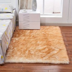 1pc Fluffy Imitation Wool Area Rug, Suede Fleece Bottom Long Imitation Wool Rug, Acrylic 80% Polyester 20%, 2.36inch Long Wool (Color: White Yellow Tip, size: 35.43*59.06inch)