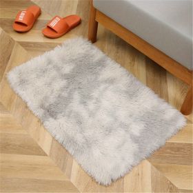 1pc, Tie-Dyed Plush Shag Furry Area Rug for Bedroom, Living Room, Nursery, and Kids Room - Ultra Soft and Fluffy, Washable, Non-Shedding (Color: Tie-dye Light Gray, size: 23.62*47.24inch)