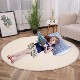 1pc, Plush PV Velvet Area Rug, 62.99", American Style Round Rug, Floor Deocr (Color: Cream Color, size: 62.99inch)