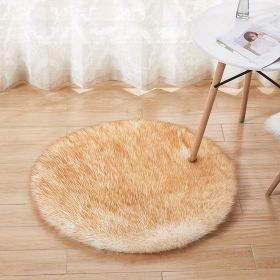 1pc Fluffy Imitation Wool Round Area Rug, Suede Fleece Bottom Long Imitation Wool Rug, Acrylic 80% Polyester 20%, 2.36inch Long Wool (Color: White Yellow Tip, size: Diameter 23.62inch)