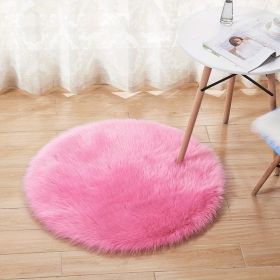 1pc Fluffy Imitation Wool Round Area Rug, Suede Fleece Bottom Long Imitation Wool Rug, Acrylic 80% Polyester 20%, 2.36inch Long Wool (Color: Rose Red, size: Diameter 23.62inch)