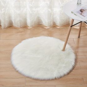 1pc Fluffy Imitation Wool Round Area Rug, Suede Fleece Bottom Long Imitation Wool Rug, Acrylic 80% Polyester 20%, 2.36inch Long Wool (Color: White, size: Diameter 23.62inch)