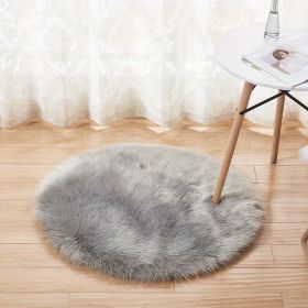 1pc Fluffy Imitation Wool Round Area Rug, Suede Fleece Bottom Long Imitation Wool Rug, Acrylic 80% Polyester 20%, 2.36inch Long Wool (Color: Grey, size: Diameter 23.62inch)