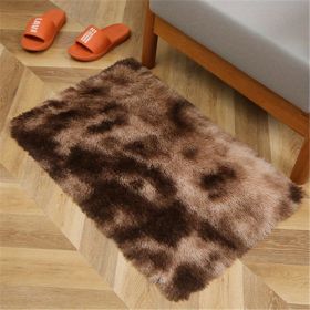 1pc, Plush Silk Fur Rug for Indoor Bedroom and Living Room - Soft and Luxurious Floor Mat (Color: Tie-dye Brown, size: 23.62*35.43inch)