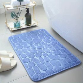 1pc Non-Slip Memory Foam Bath Rug with Cobblestone Embossment - Rapid Water Absorbent and Washable - Soft and Comfortable Carpet for Shower Room and B (Color: Blue)