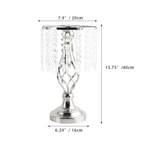 New Luxury Metal Candle Holders with Crystal Flowers Vase Candlestick Table Centerpieces Wedding Table Candle Stand Wedding Prop (Color: Silver-S, Ships From: CN)