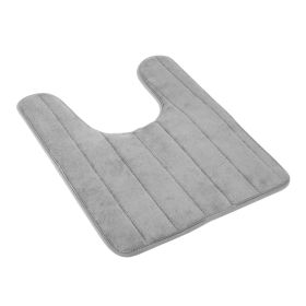 U Shaped Bathroom Rugs Contour Non-slip Toilet Mat Absorbent Cozy Velvet Floor Mat 23.62 x 19.69in (Color: Grey)