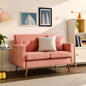 Loveseat Sofa, Mid Century Modern Decor Love Seat Couches for Living Room, Button Tufted Upholstered Small Couch for Bedroom (Color: as Pic)