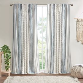 Cotton Printed Curtain Panel with Chenille Stripe and Lining(Only 1 Pc Panel) (Color: as Pic)