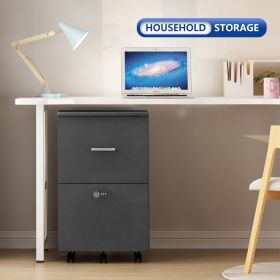 File cabinet with two drawers with lock,Hanging File Folders A4 or Letter Size (Main Material: Particle Board, Color: Dark Gray)