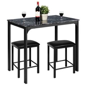 Small Space Kitchen Bar Furniture 3 Pieces Dining Table Set (Type: Bar Table, Color: black)