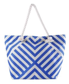 Summer Bag Bohemian Multifunctional Waterproof Beach Bag Swimsuit Storage Wash Bag Portable Women's Tote Bag With Zipper (Color: Blue Stripe, Ships From: CN)