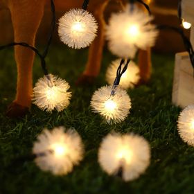 10/20/40 Christmas LEDs Snow Pompon Fairy Dandelion String Lights For Party (Color: warm white, size: 6m 40LEDs)