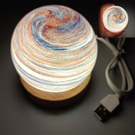 USB Fantasy Rainbow Planet Light Astronomical Ornaments Desktop Decorative Lights Art Crafts Wooden Case Gifts for Wedding Party (Emitting Color: Evening Glow, Ships From: China)