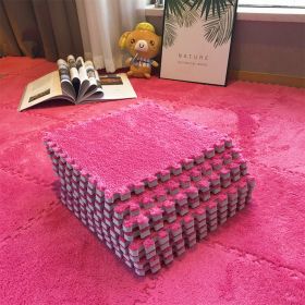 Living Room Carpet Tiles Interlocking Level Loop Square Carpet Tiles Area Rugs Play Mat (Color: Dark Pink, size: 15pcs)