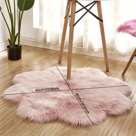 1pc, Soft and Plush Flower Shaped Fur Rug - Faux Sheepskin Area Rug for Bedroom, Sofa (Color: Pink, size: 60*60cm/23.62in*23.62in)