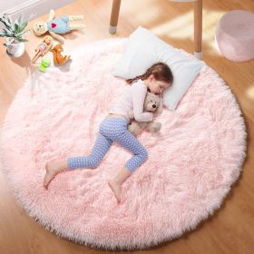 Round Rug for Bedroom, Fluffy Round Circle Rug for Kids Room (Color: Pink, size: 100x100cm)