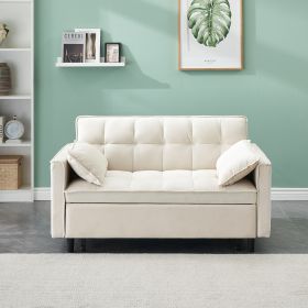 Modern velvet sofa, sofa pull-out bed, small love seat casual sofa with back, with pillow, pockets, living room furniture (Color: as Pic)