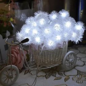 10/20/40 Christmas LEDs Snow Pompon Fairy Dandelion String Lights For Party (Color: White, size: 3m 20LEDS)