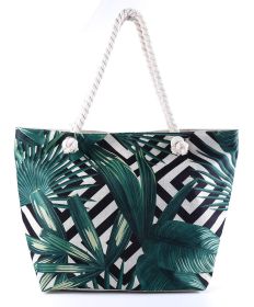 Summer Bag Bohemian Multifunctional Waterproof Beach Bag Swimsuit Storage Wash Bag Portable Women's Tote Bag With Zipper (Color: Banana Leaf, Ships From: CN)