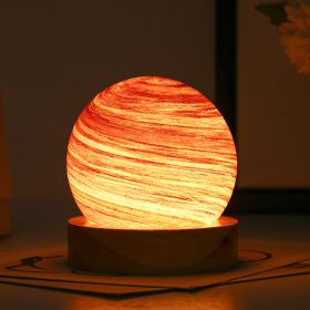 USB Fantasy Rainbow Planet Light Astronomical Ornaments Desktop Decorative Lights Art Crafts Wooden Case Gifts for Wedding Party (Emitting Color: Morning Glow, Ships From: China)