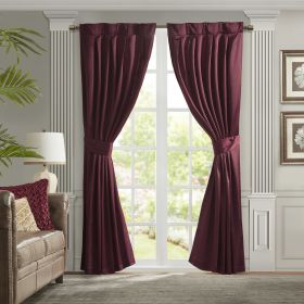 Pleat Curtain Panel with Tieback (Only 1 Pc Panel) (Color: as Pic)